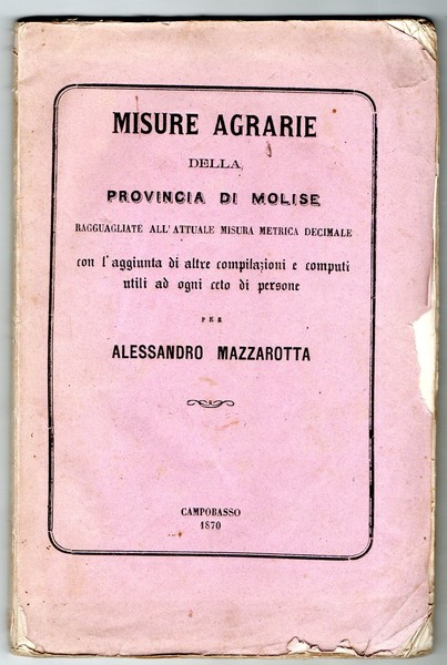 MISURE AGRARIE DELLA PROVINCIA DEL MOLISE