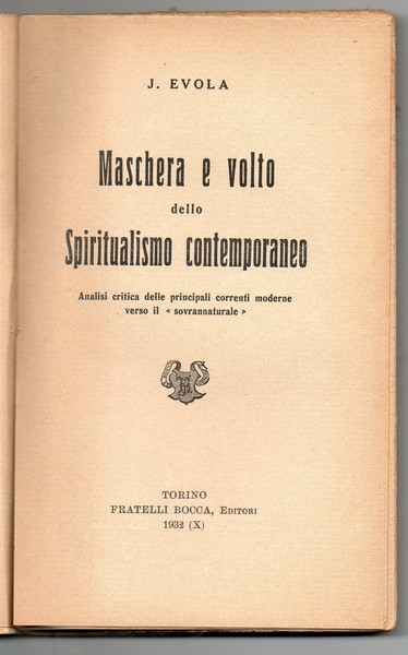 MASCHERA E VOLTO DELLO SPIRITUALISMO CONTEMPORANEO