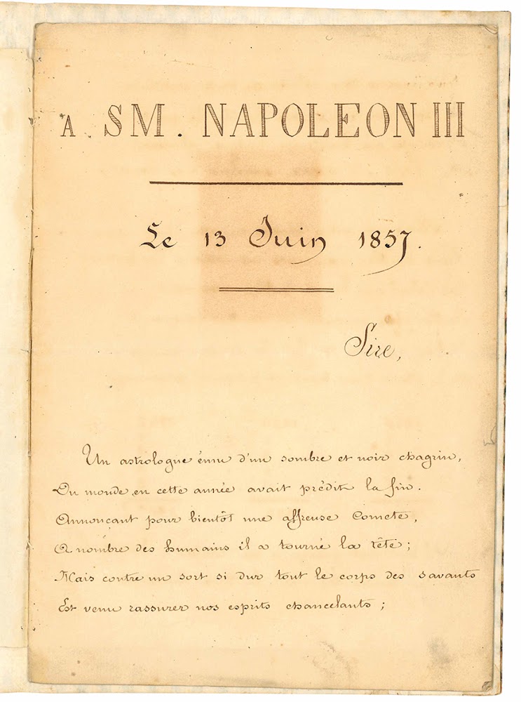 A SM. NAPOLEON III, Le 13 Juin 1857. Lettera manoscritta …