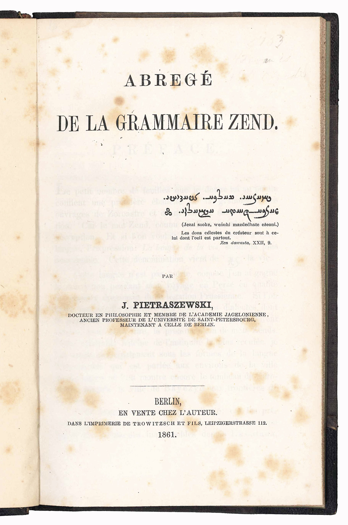 Abrégé de la grammaire zend