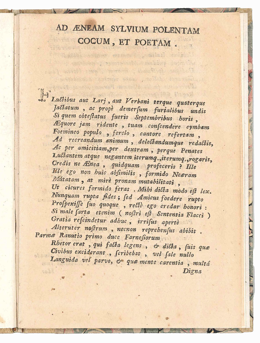 Ad Aenam Sylvium Polentam, cocum, et poetam. Incipit: "Fluctibus aut …