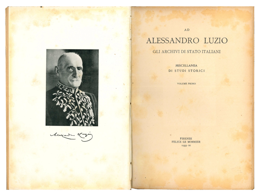 Ad Alessandro Luzio. Gli archivi di Stato italiani. Miscellanea di …