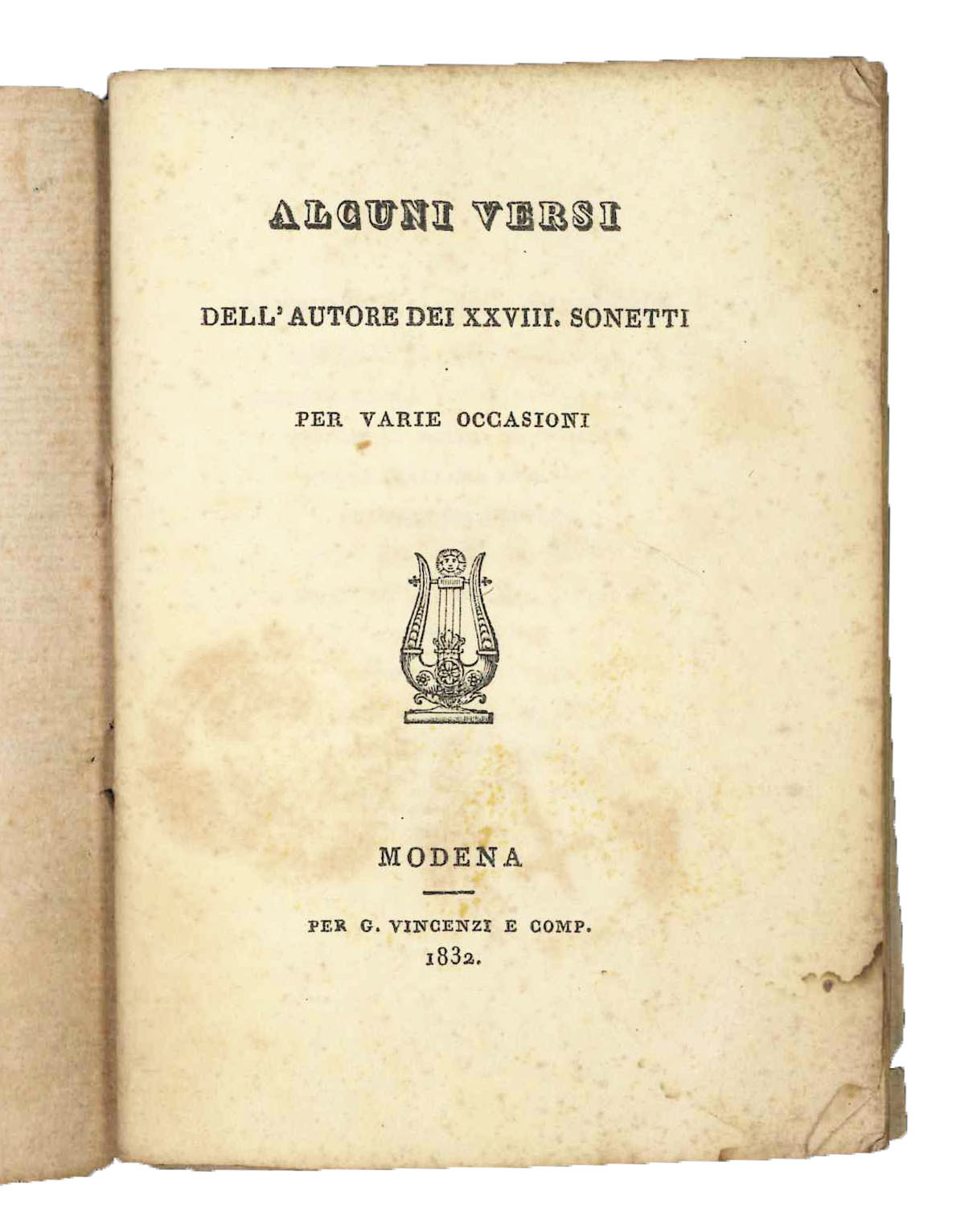 Alcuni versi dell'autore dei XXVIII sonetti per varie occasioni.