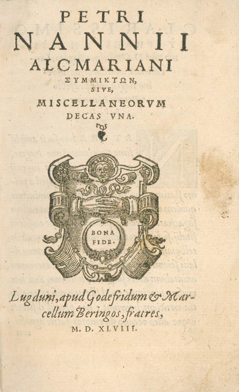 &amp;#931;&amp;#965;&amp;#956;&amp;#956;&amp;#943;&amp;#954;&amp;#964;&amp;#959;&amp;#957;, sive, Miscellaneorum decas una.