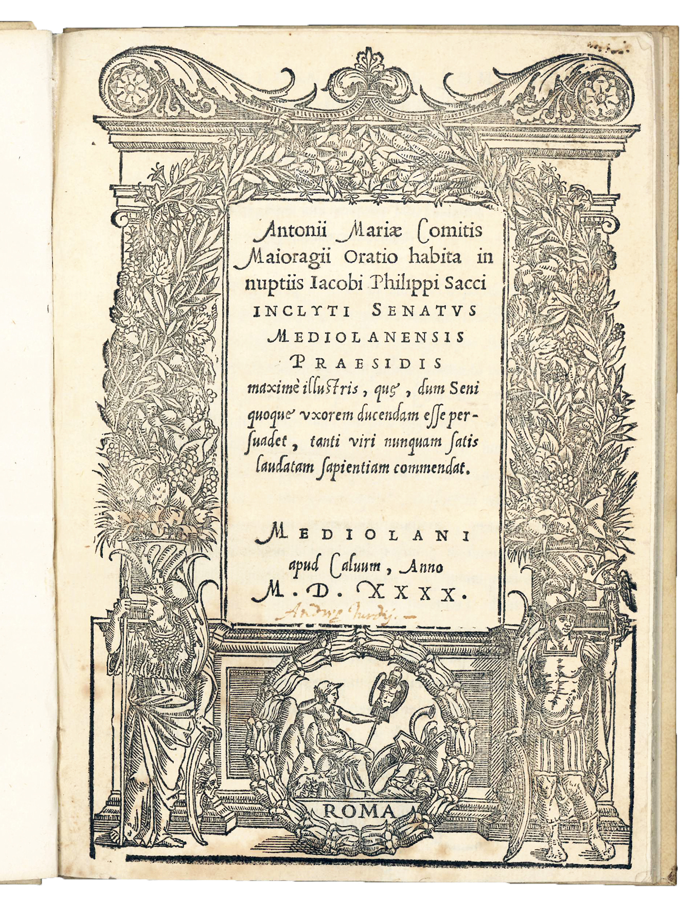 Antonii Mariae Comitis Maioragii Oratio habita in nuptiis Iacobi Philippi …