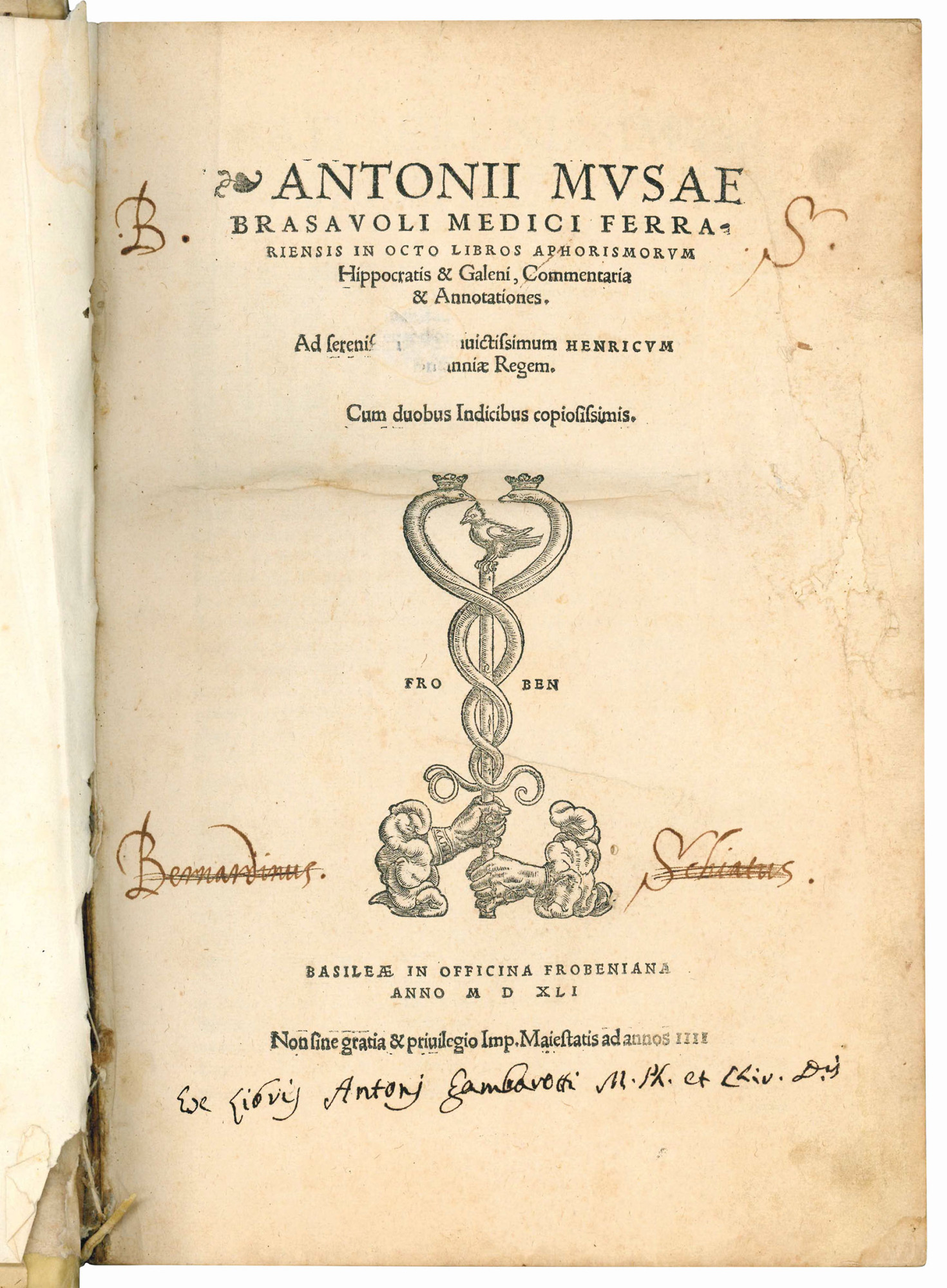 Antonii Musae Brasavoli medici ferrariensis in octo libros Aphorismorum Hippocratis …