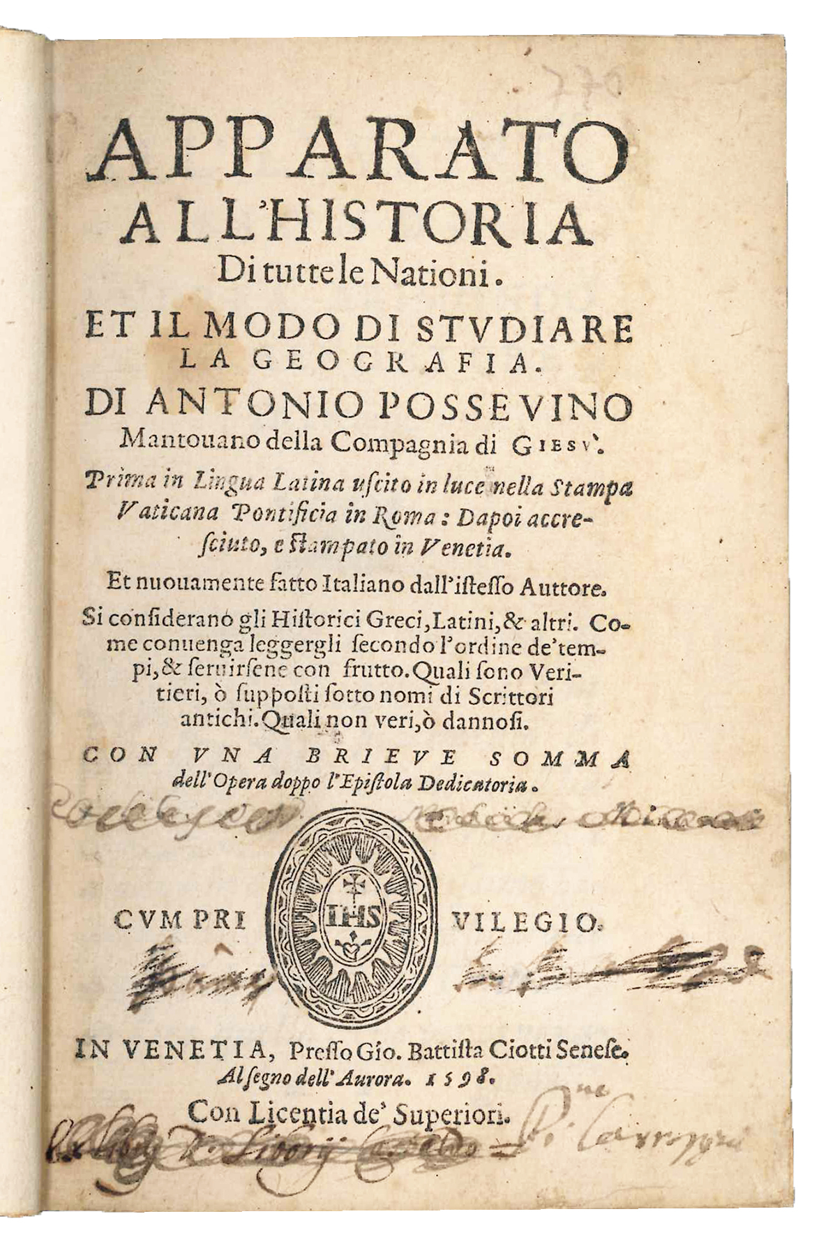 Apparato all'historia di tutte le Nationi. Et il modo di …