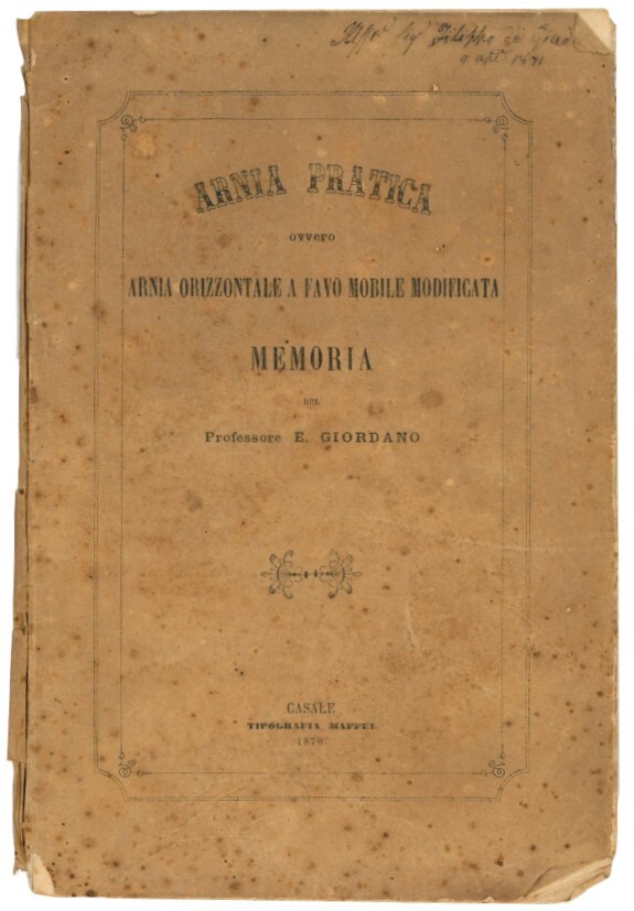 Arnia pratica ovvero arnia orizzontale a favo mobile modificata. In …