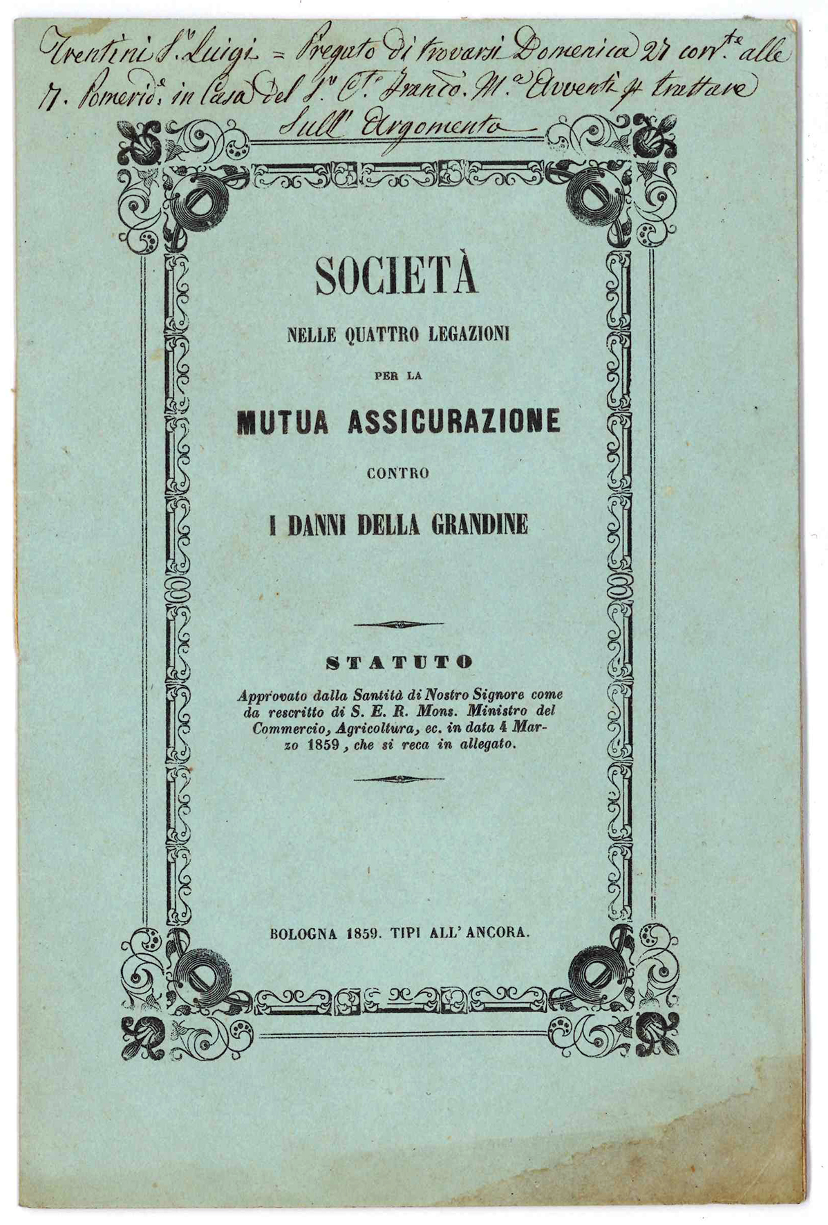 Assicurazioni. Raccolta di vari testi e documenti di interesse assicurativo.