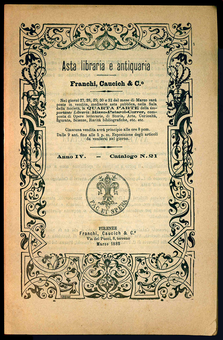 Asta libraria e antiquaria. Catalogo.