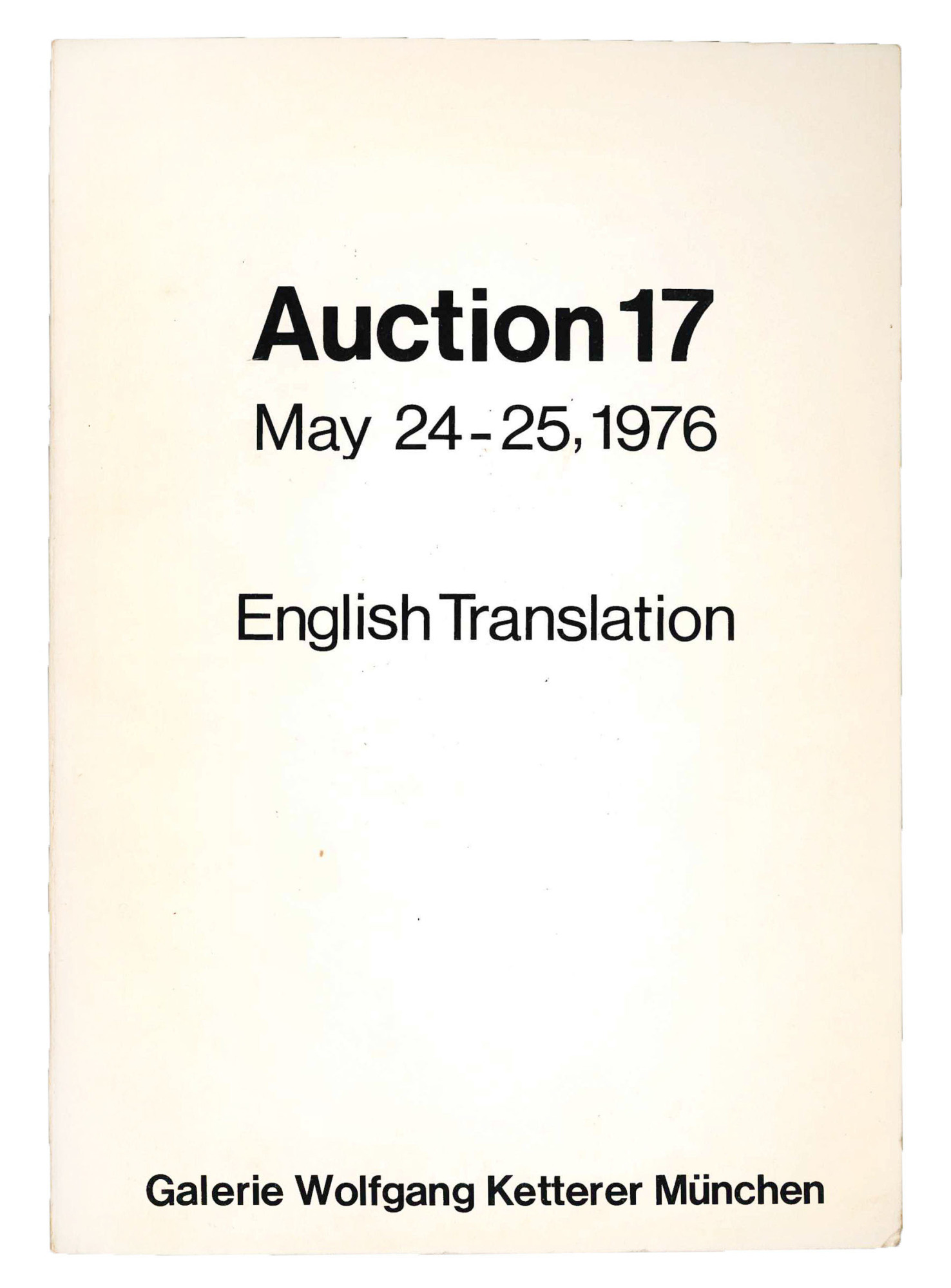Auction 17. May 24-25, 1976. English Translation.