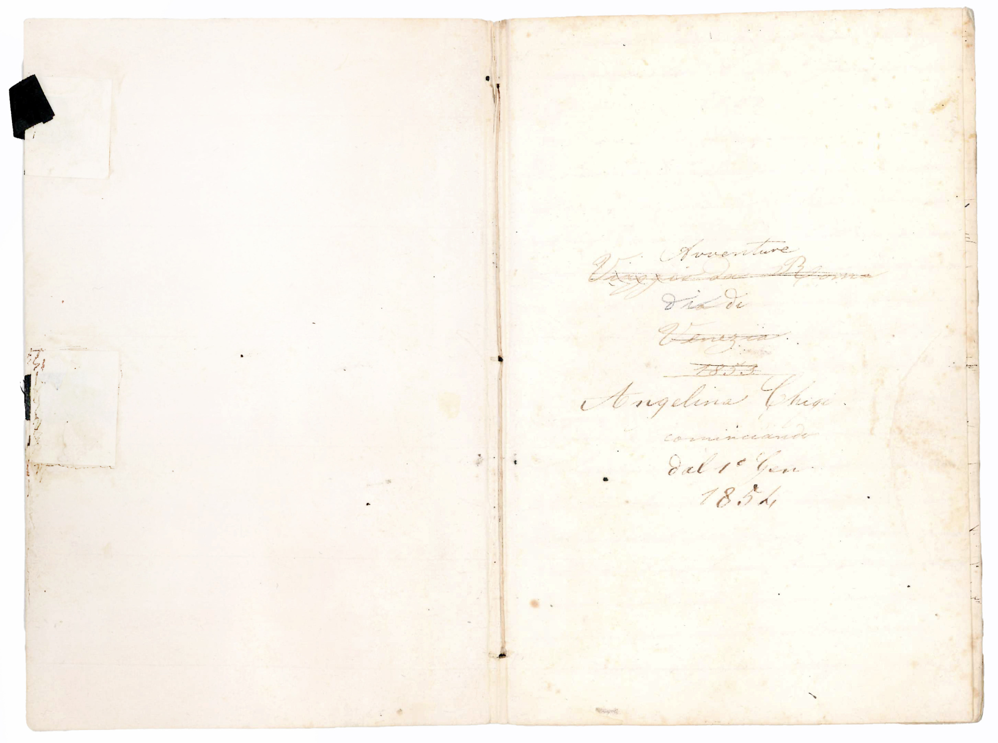Avventure di Angelina Chigi cominciando dal 1^ Gen. 1854. Manuscript …