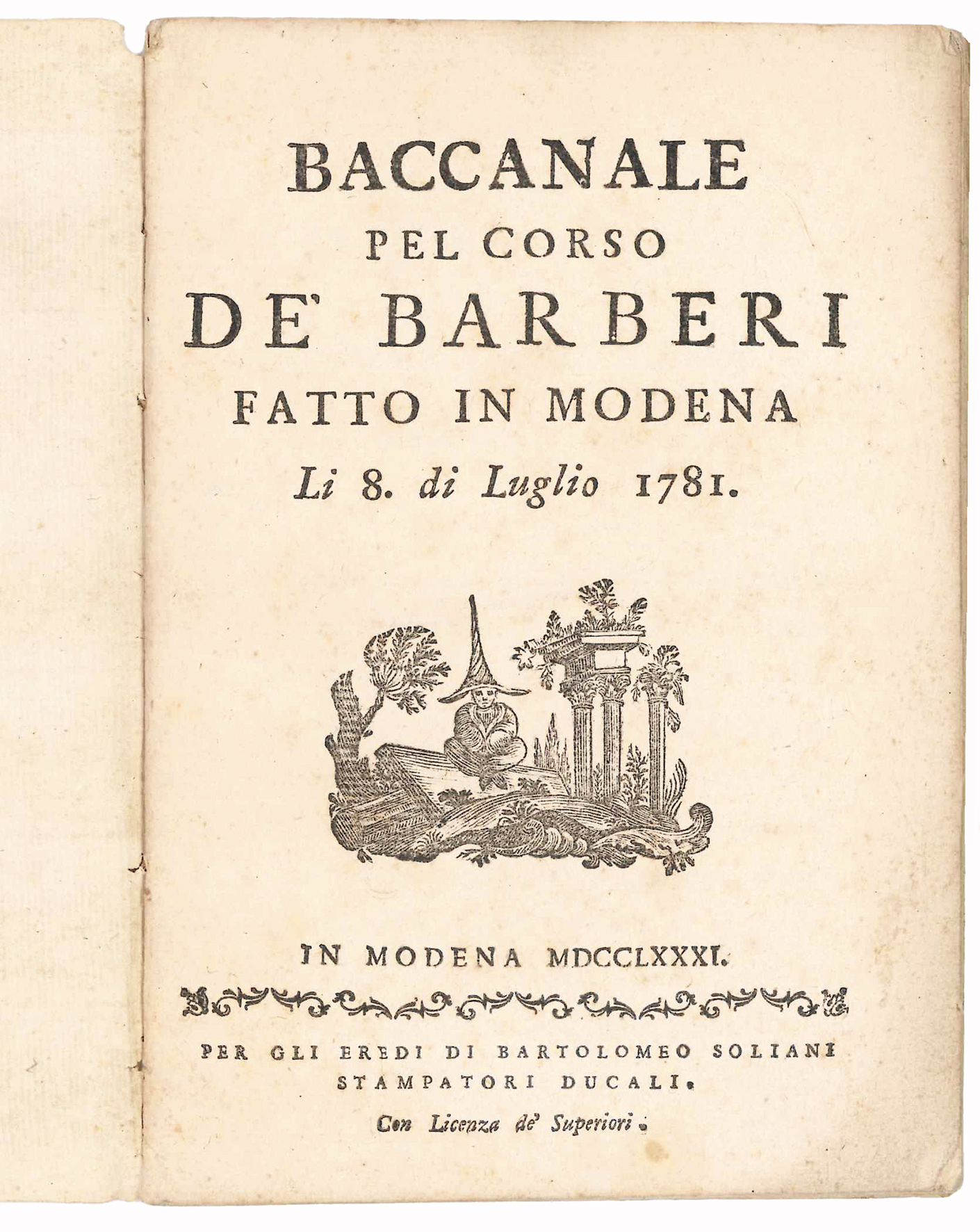 Baccanale pel corso de' Barberi fatto in modena li 8. …