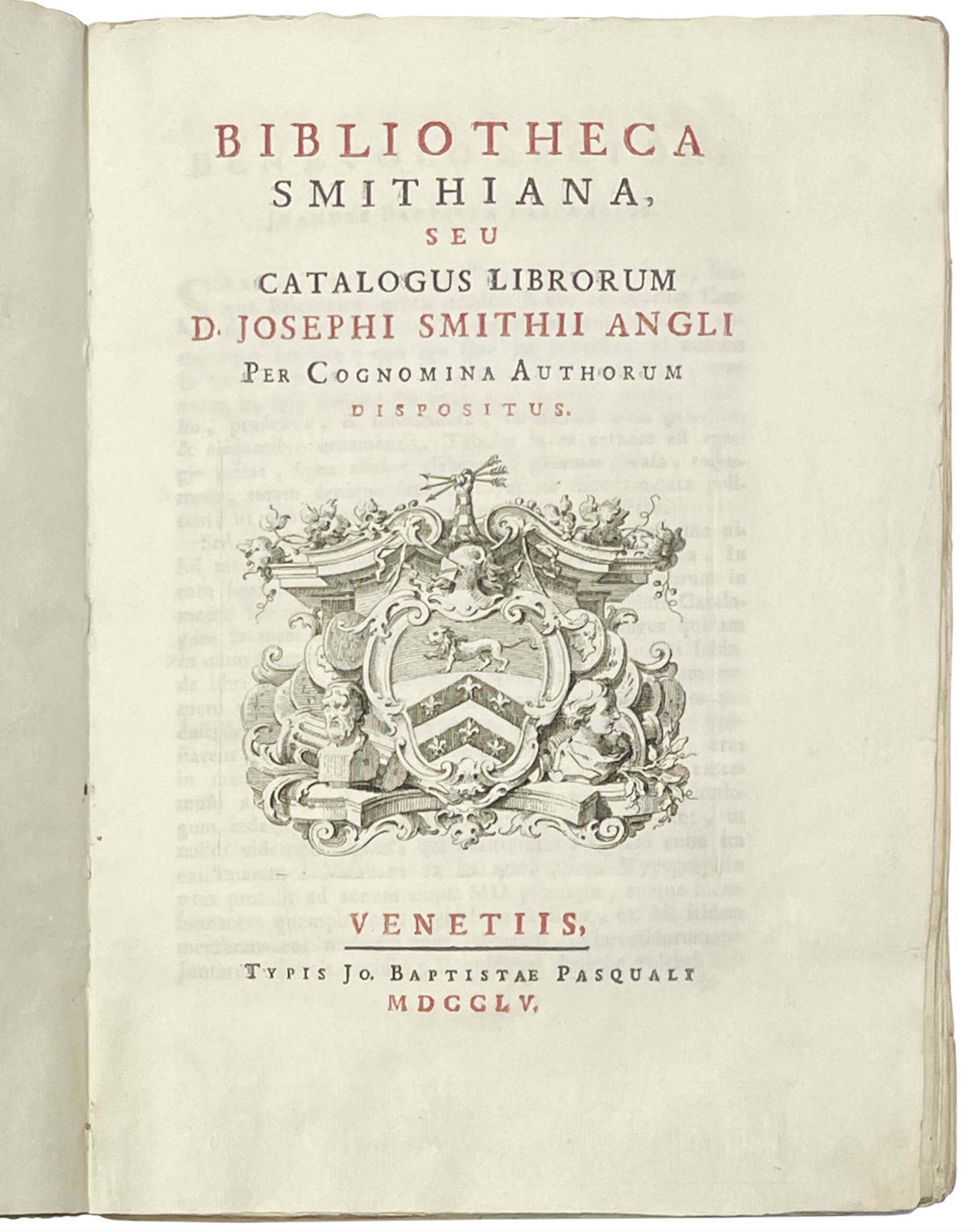 Bibliotheca smithiana, seu Catalogus librorum D. Josephi Smithii Angli per …