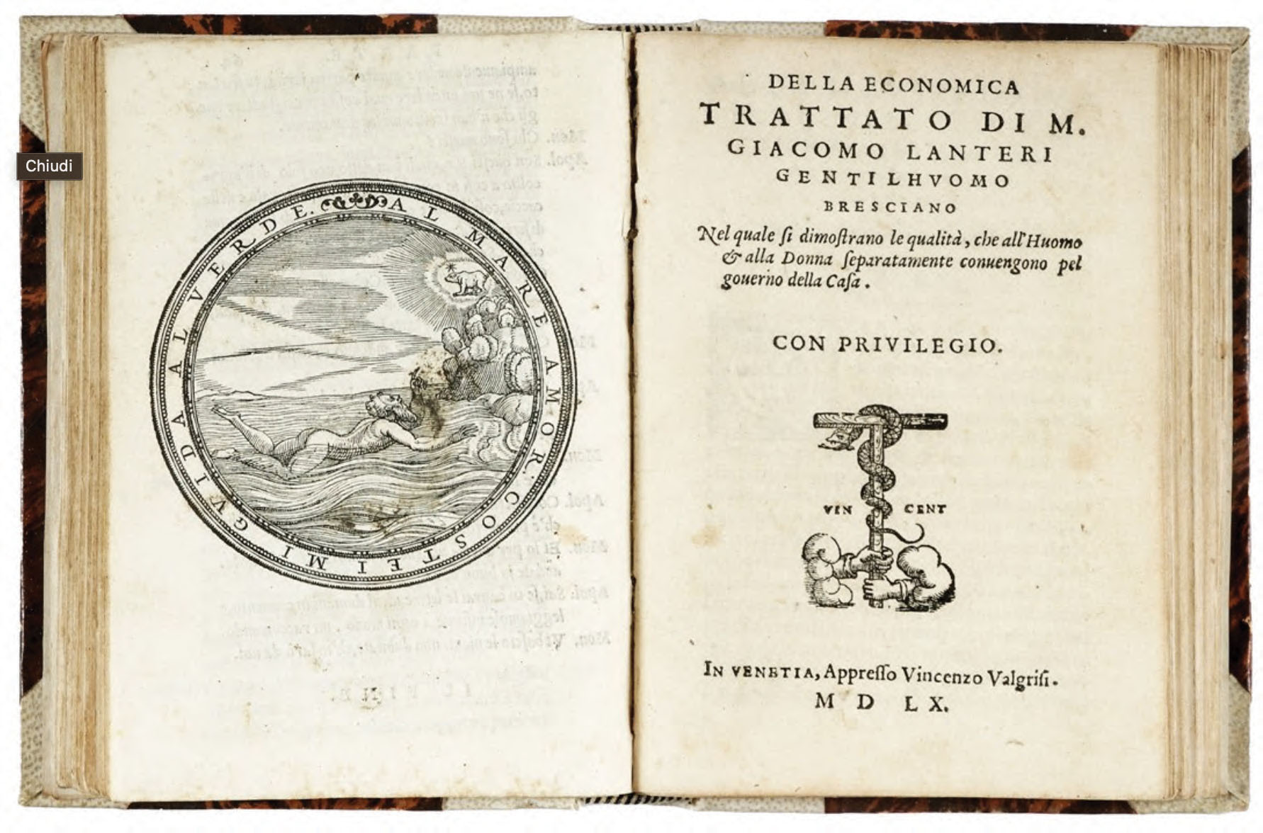 CAGGIO, Paolo (d. 1562). Iconomica del signor Paolo Caggio gentil'huomo …
