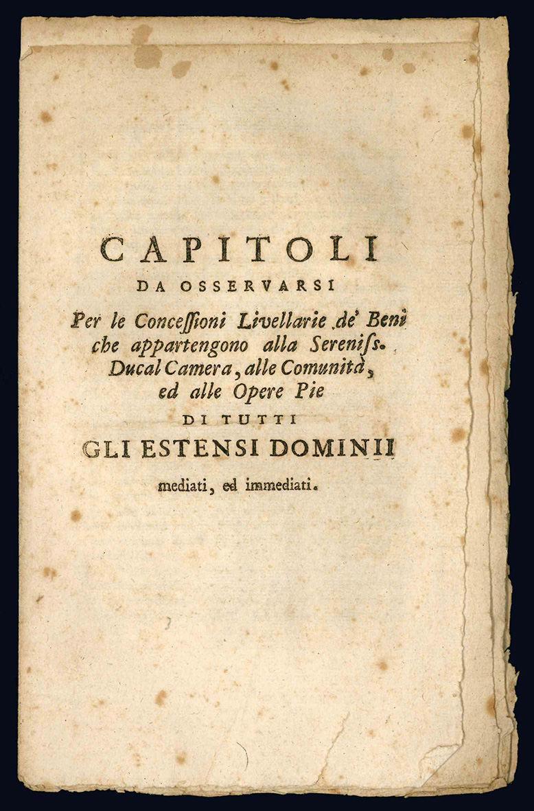 Capitoli da osservarsi per le concessioni livellarie de' beni che …
