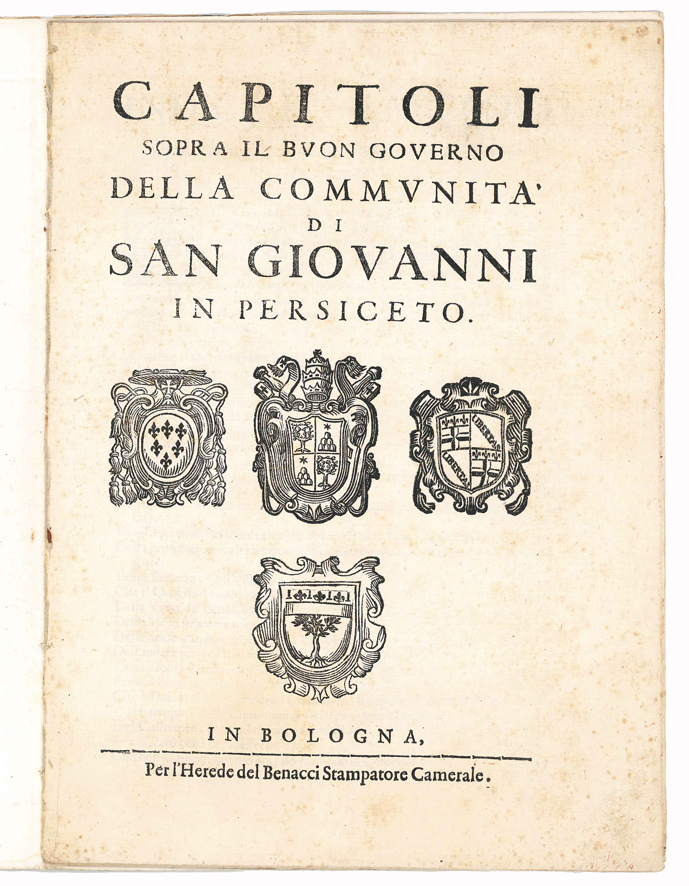 Capitoli sopra il Buon Governo della Communità di San Giovanni …
