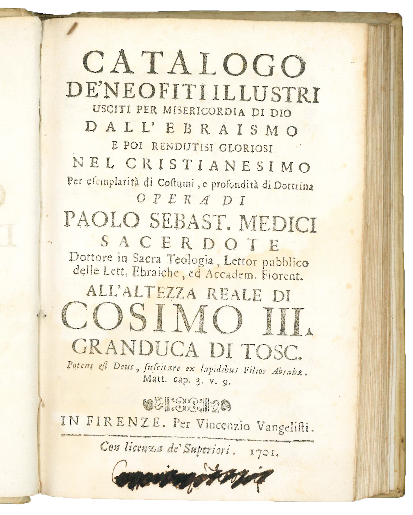Catalogo de' neofiti illustri usciti per misericordia di Dio dall'Ebraismo …