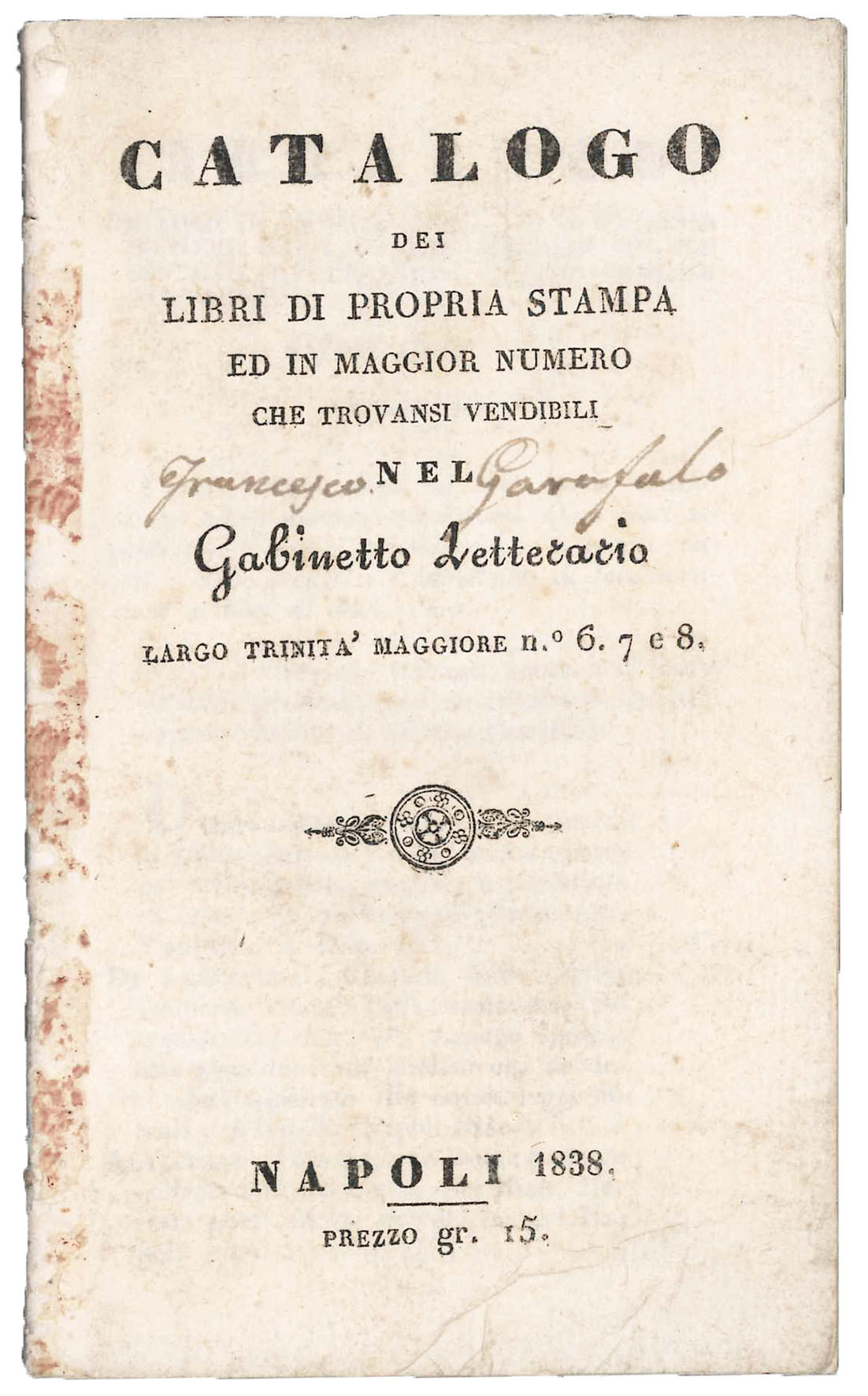 Catalogo dei libri di propria stampa ed in maggior numero …