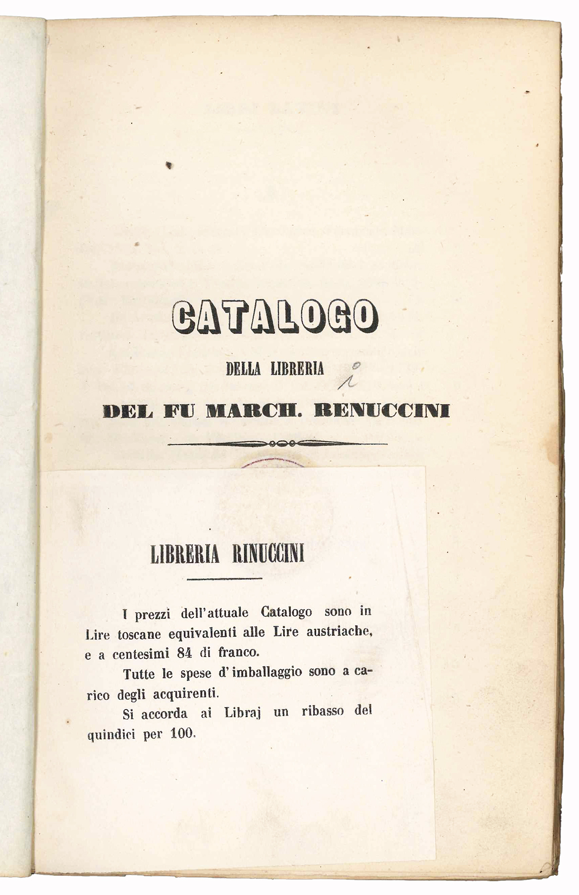 Catalogo della libreria del fu March. Renuccini