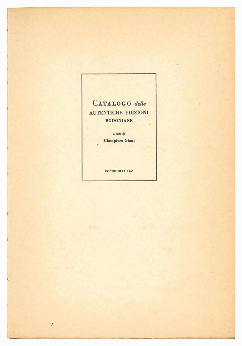 Catalogo delle autentiche edizioni bodoniane