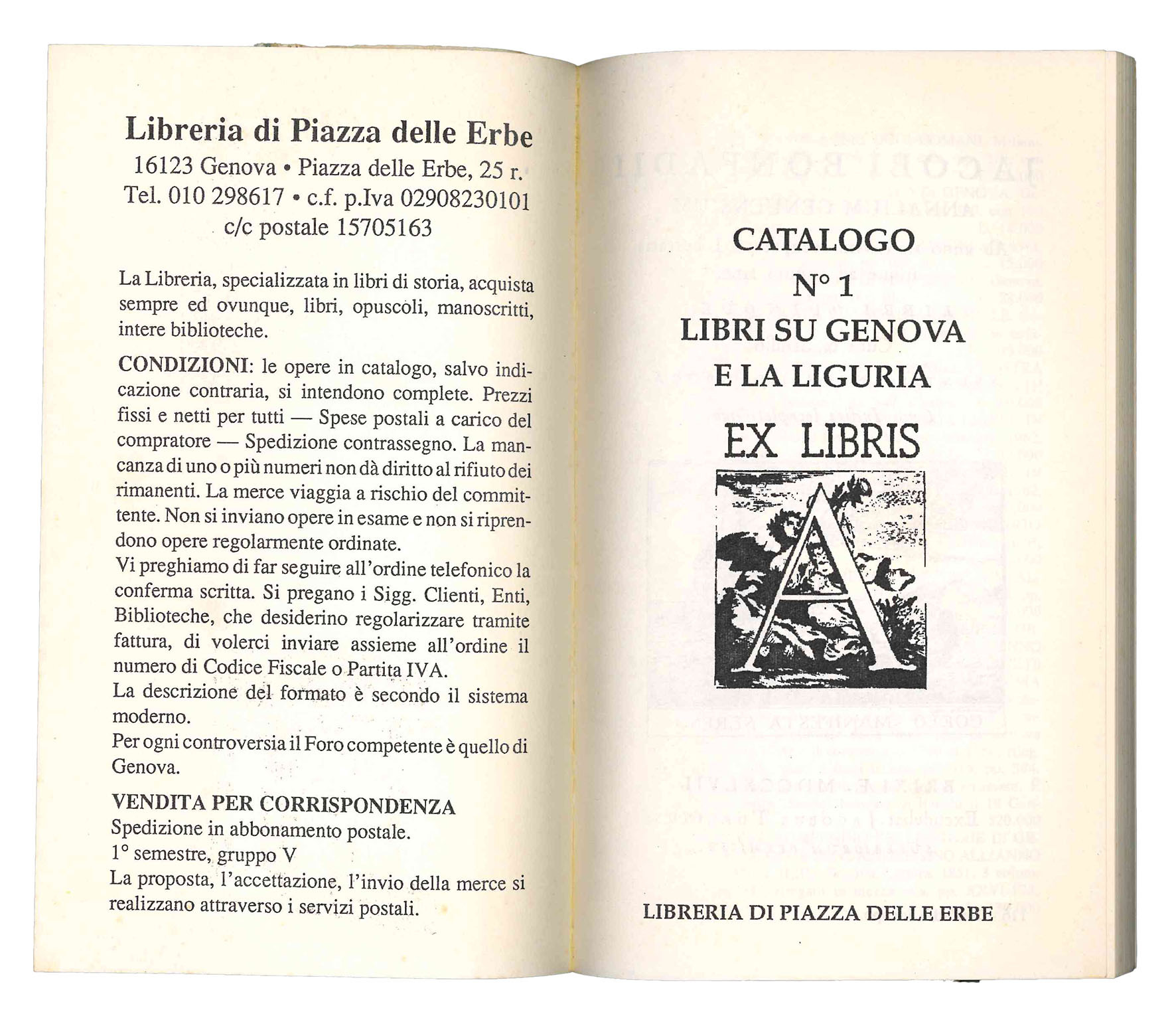 Catalogo n. 1. Libri su Genova e la Liguria. Ex …