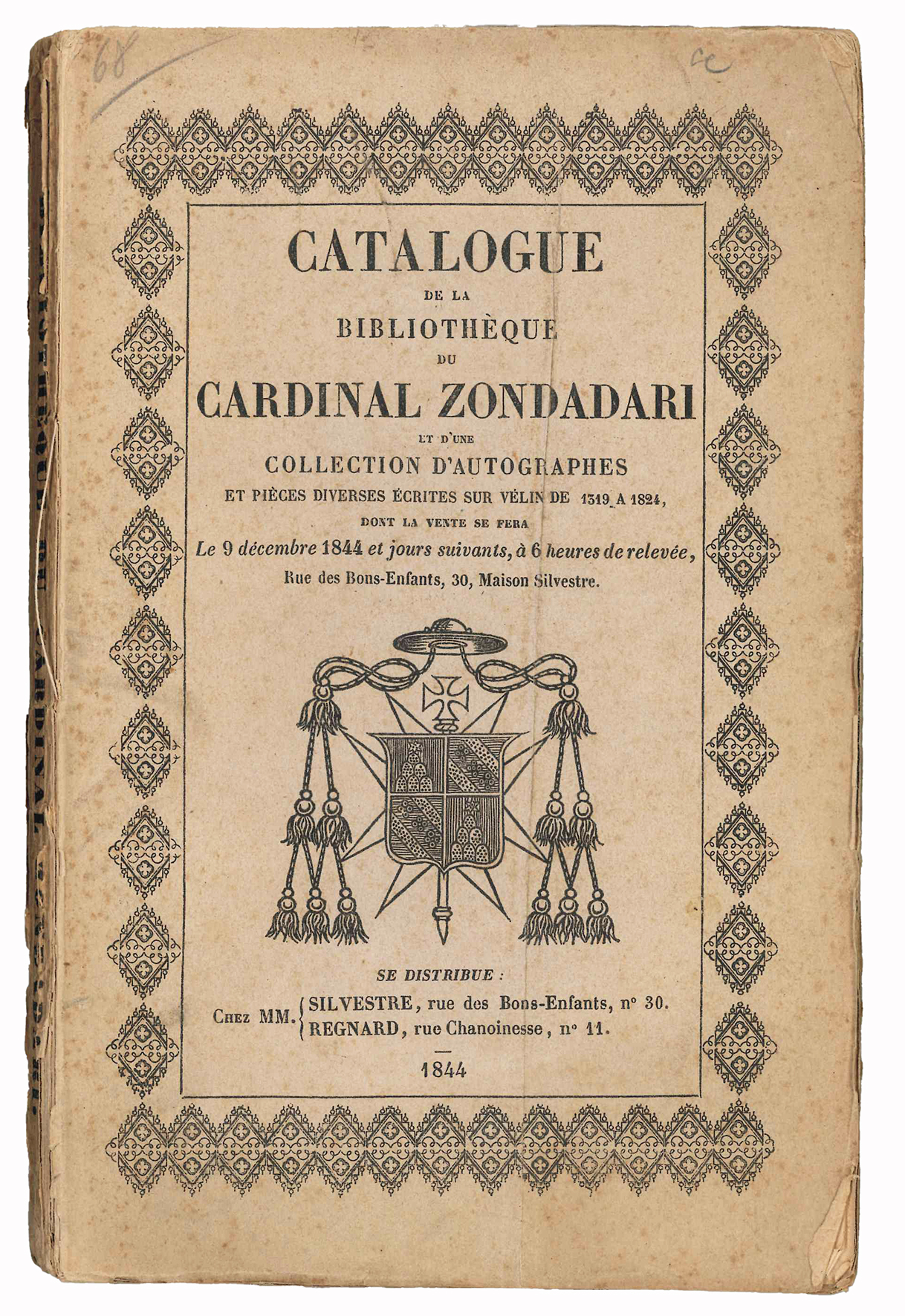 Catalogue de la bibliothèque du cardinal Zondadari et d'une collection …