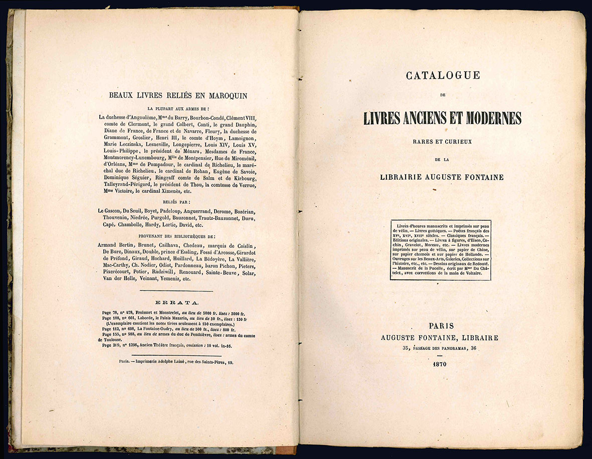 Catalogue de livres anciens et modernes, rares et curieux de …