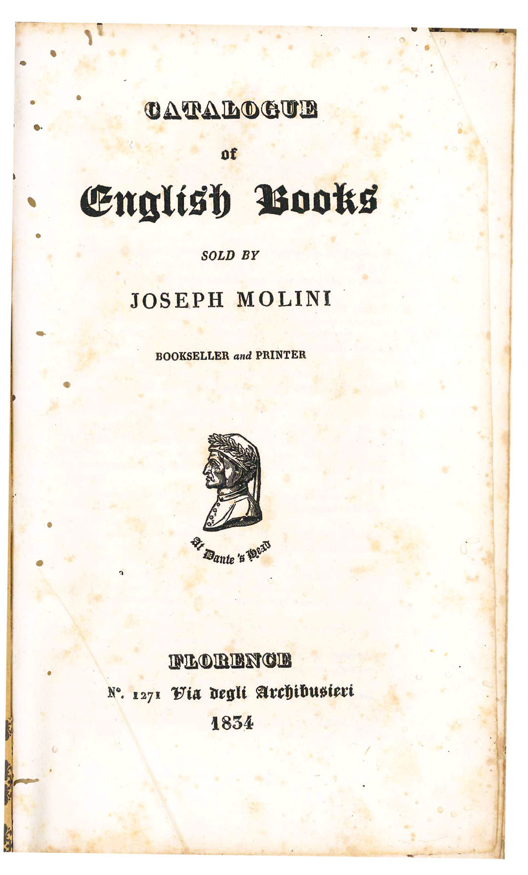 Catalogue of English Books sold by Joseph Molini 1834 [bound …