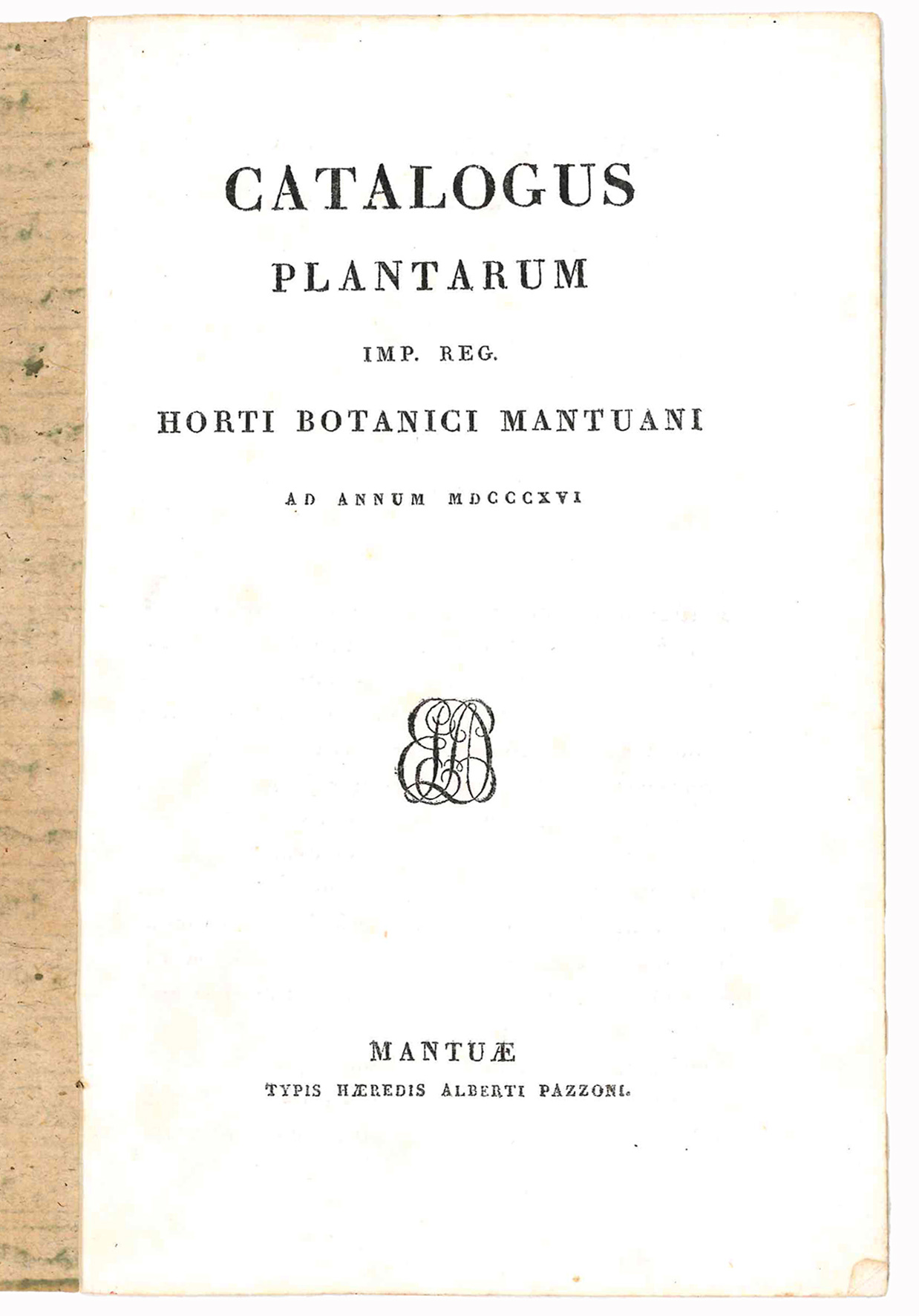 Catalogus plantarum Imp. Reg. Horti Botanici Mantuani ad annum MDCCCXVI