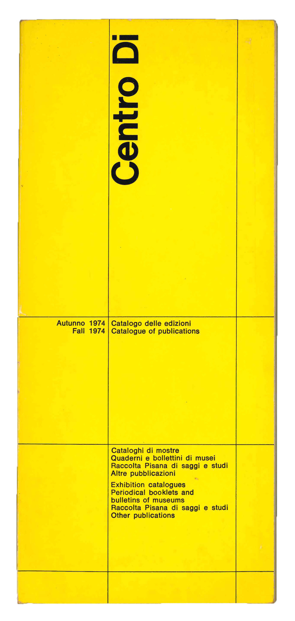 Centro Di. Autunno 1974 Catalogo delle edizioni.