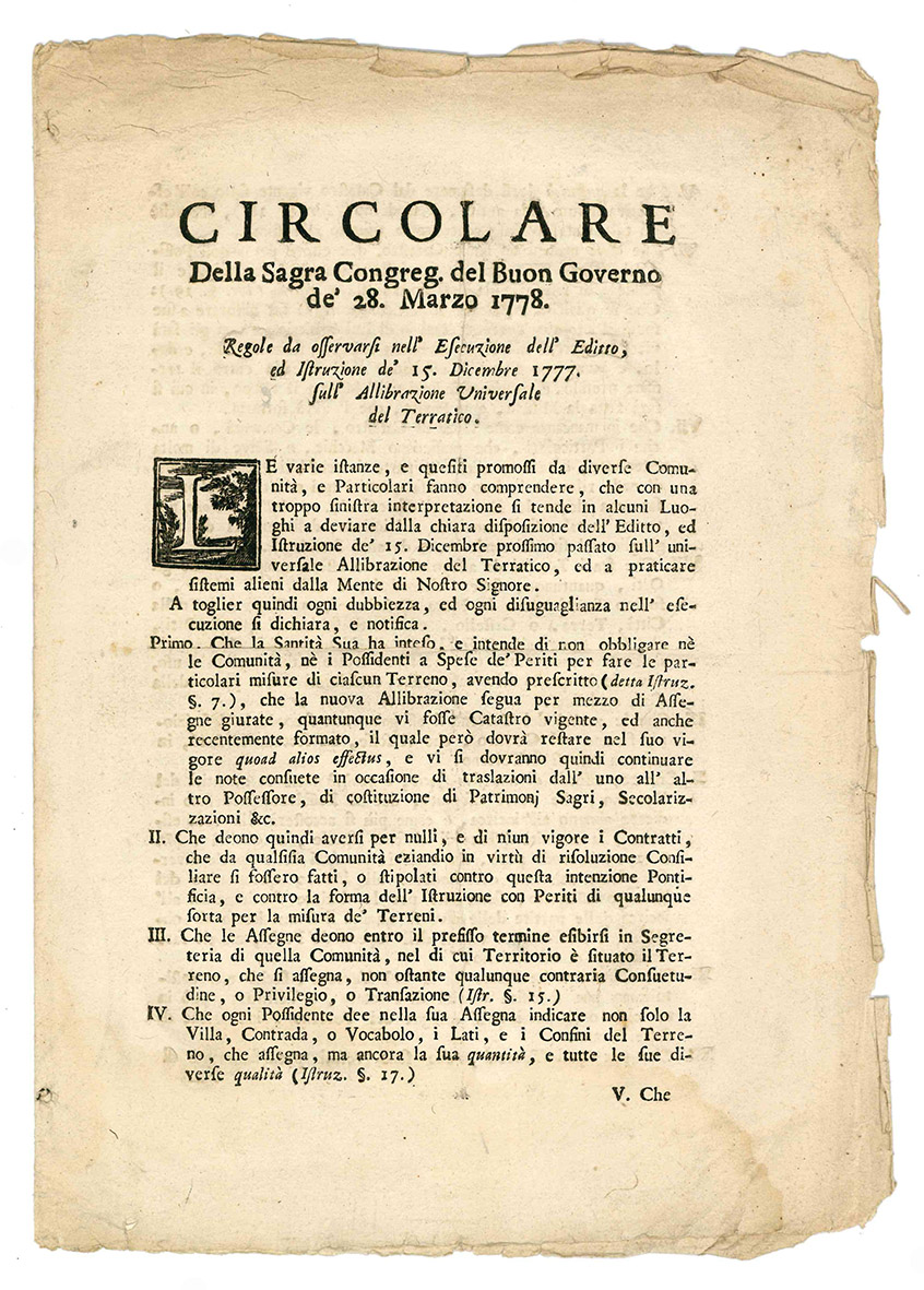 Circolare della Sagra Congreg. del Buon Governo de' 28. Marzo …