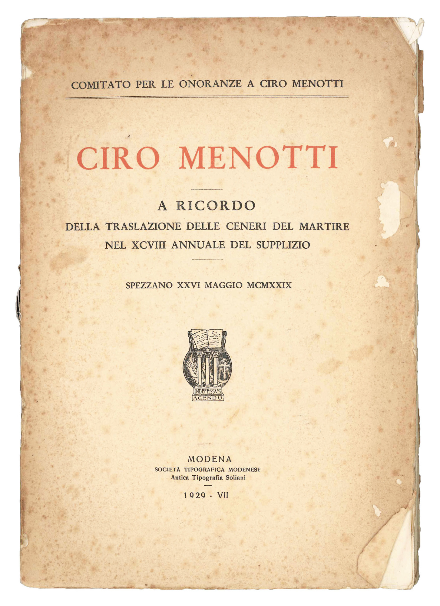 Ciro Menotti : a ricordo della traslazione delle ceneri del …