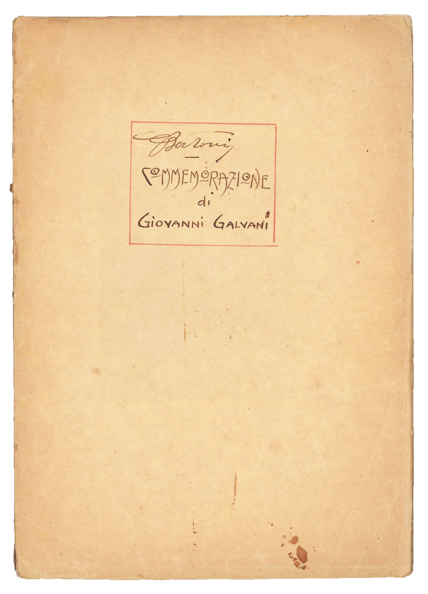 Commemorazione di Giovanni Galvani.