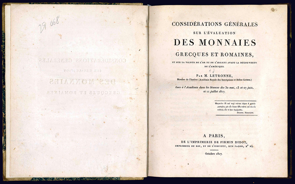 Considérations générales sur l'évaluation des monnaies grecques et romaines, et …