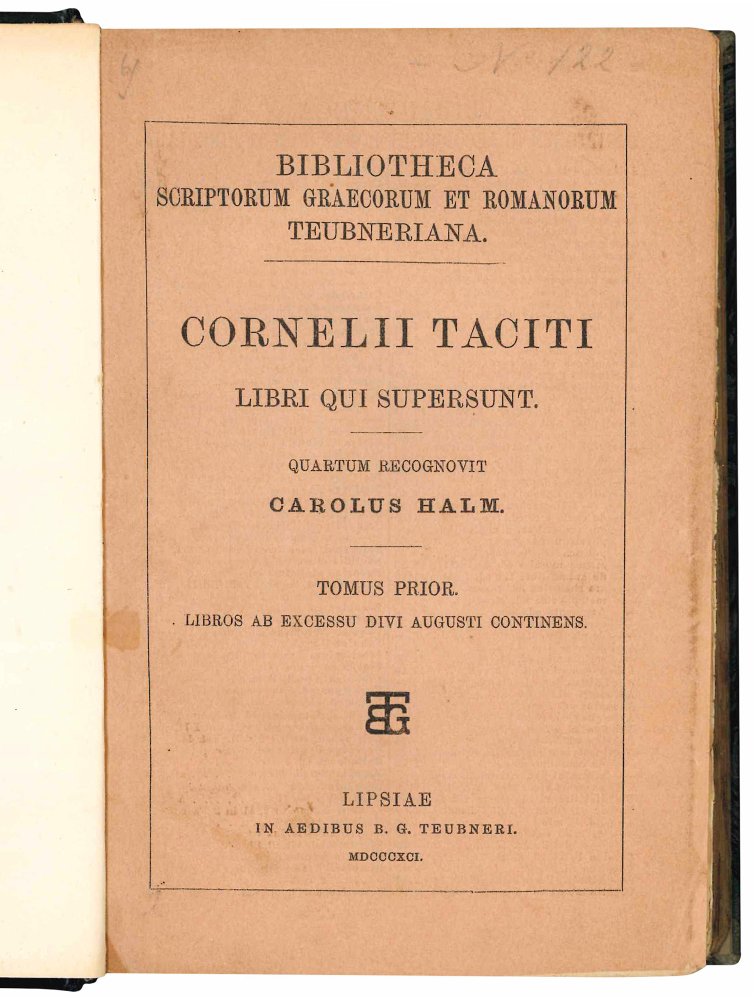 Cornelii Taciti libri qui supersunt. Quantum recognovit Carolus Halm. Tomus …