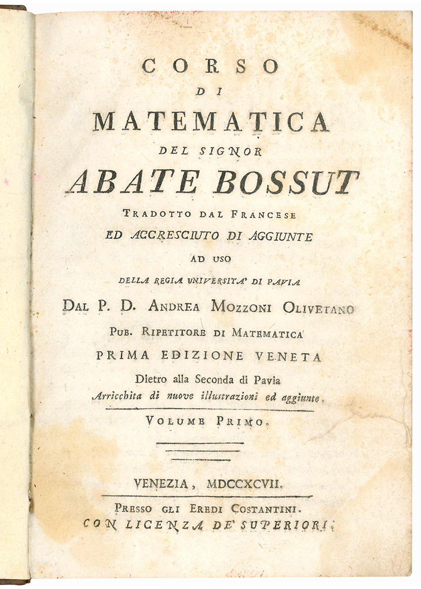 Corso di matematica del signor abate Bossut tradotto dal francese …