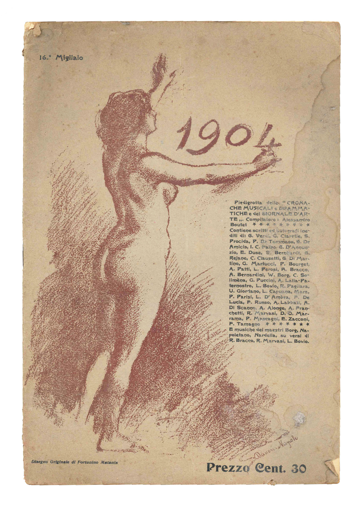 Cronache Drammatiche Musica Poesia Piedigrotta D'Annunzio Verdi Duse Boutet 1904.