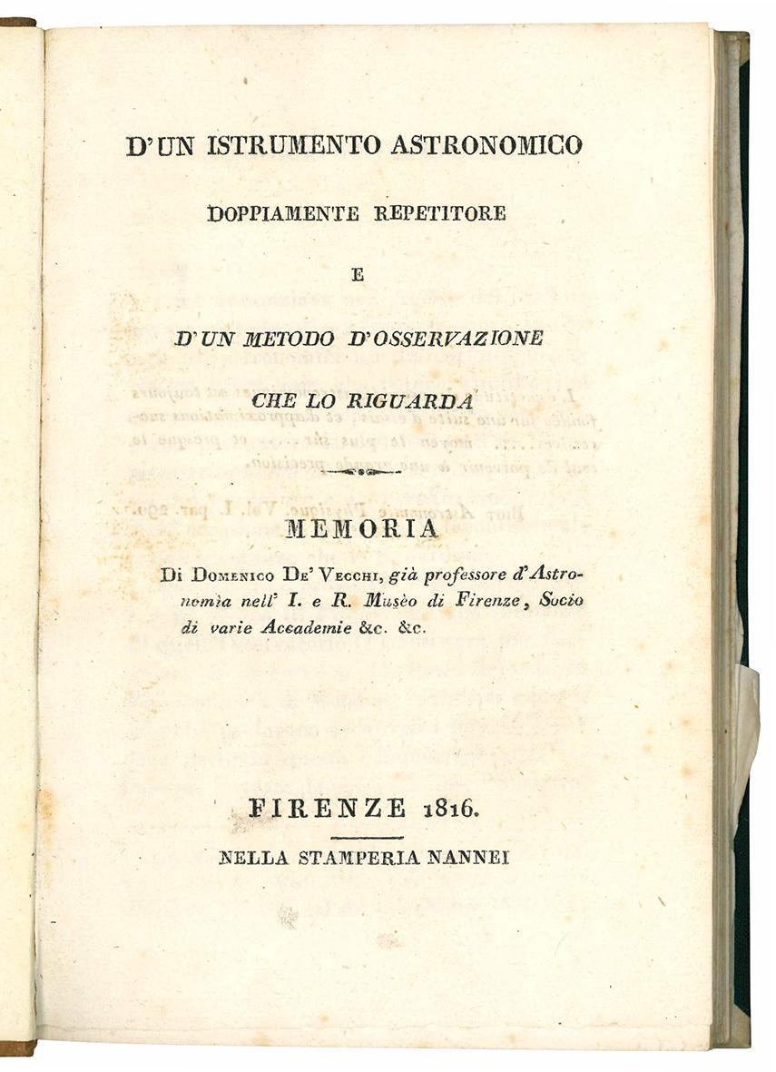 D'un istrumento astronomico doppiamente repetitore e d'un metodo d'osservazione che …
