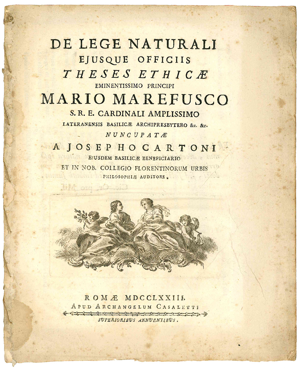 De lege naturali ejusque officiis theses ethicae eminentissimo principi Mario …