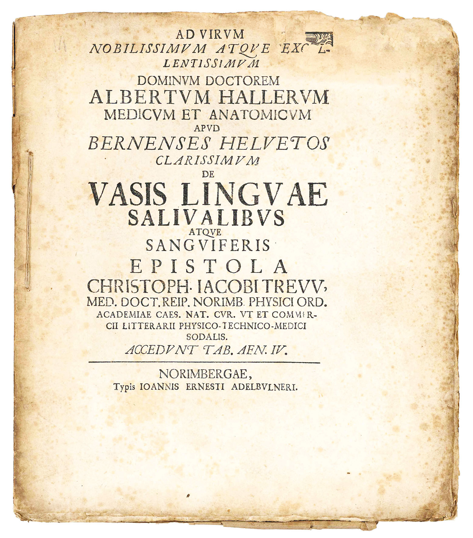 De Vasis Linguae Salivabus atque sanguiferis epistola.