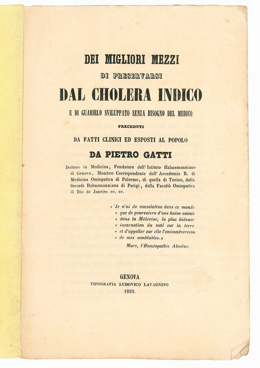 Dei migliori mezzi di preservarsi dal cholera indico e di …