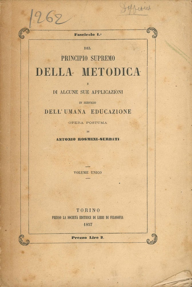 Del principio supremo della metodica e di alcune sue applicazioni …