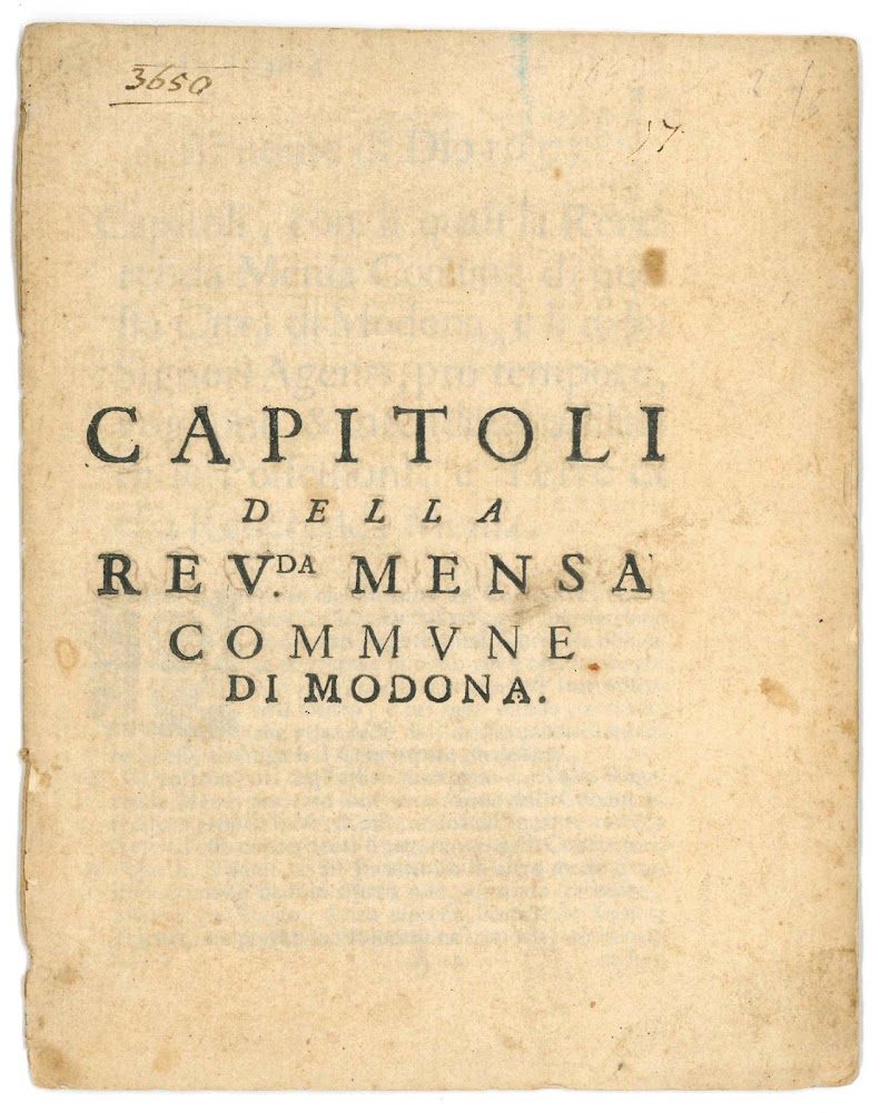 della Rev.da Mensa Commune di Modona