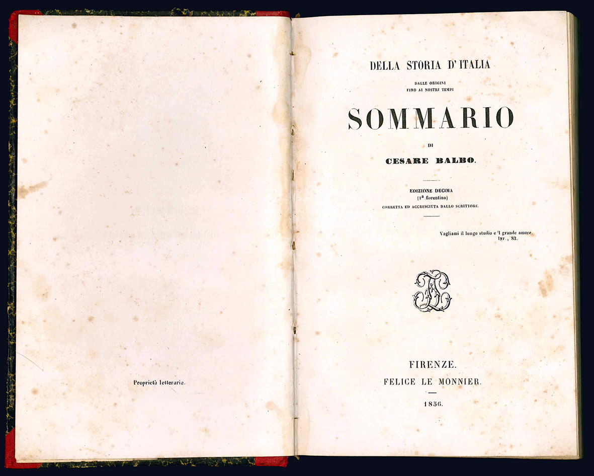 Della storia d'Italia dalle origini fino ai nostri tempi. Sommario …