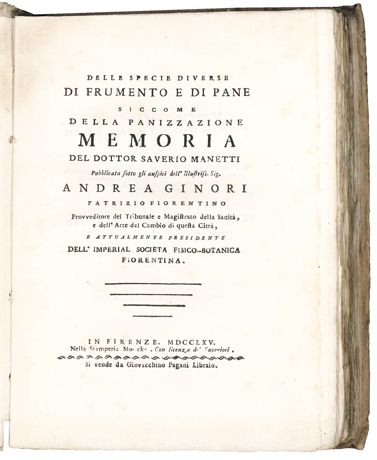 Delle specie diverse di frumento e di pane siccome della …