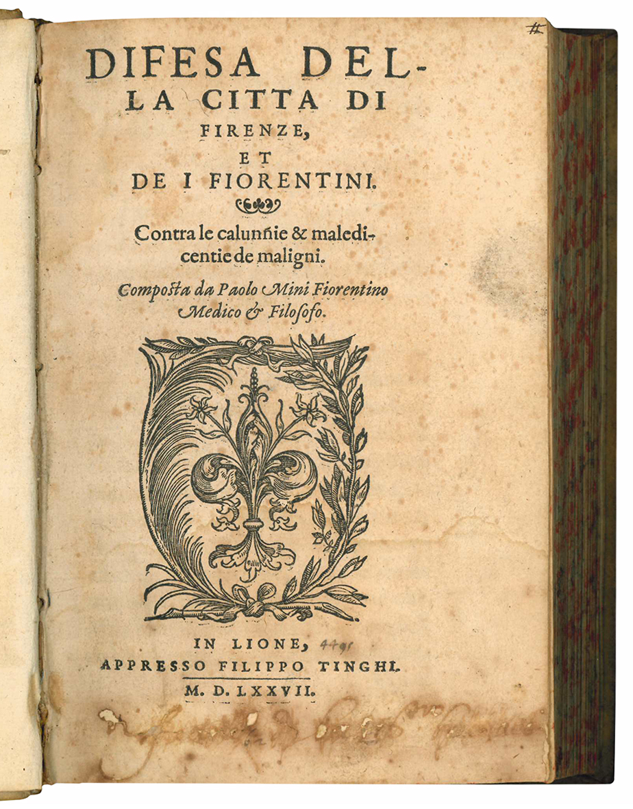 Difesa della citta di Firenze, et de i fiorentini. Contra …
