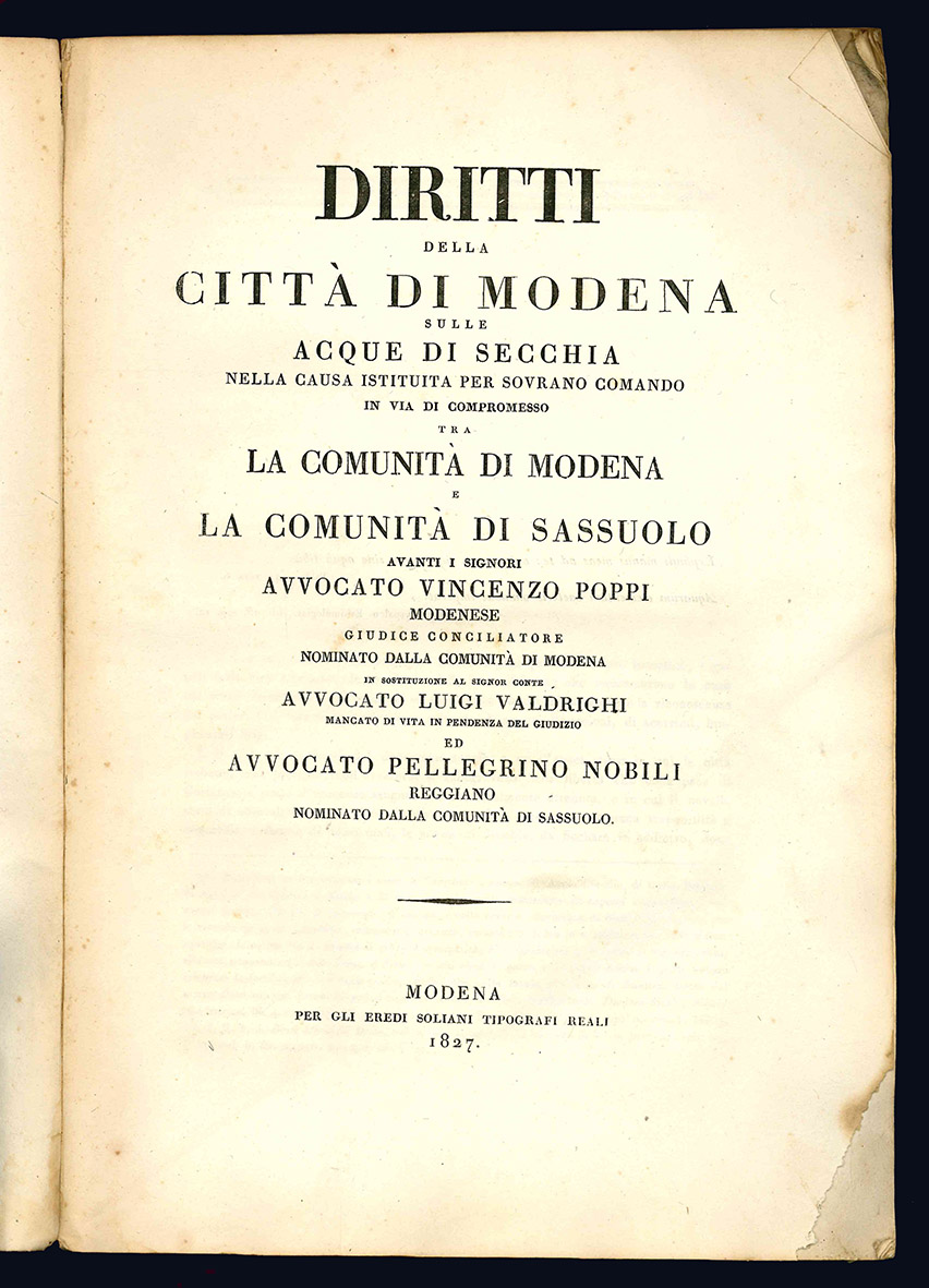 Diritti della città di Modena sulle acque di Secchia nella …