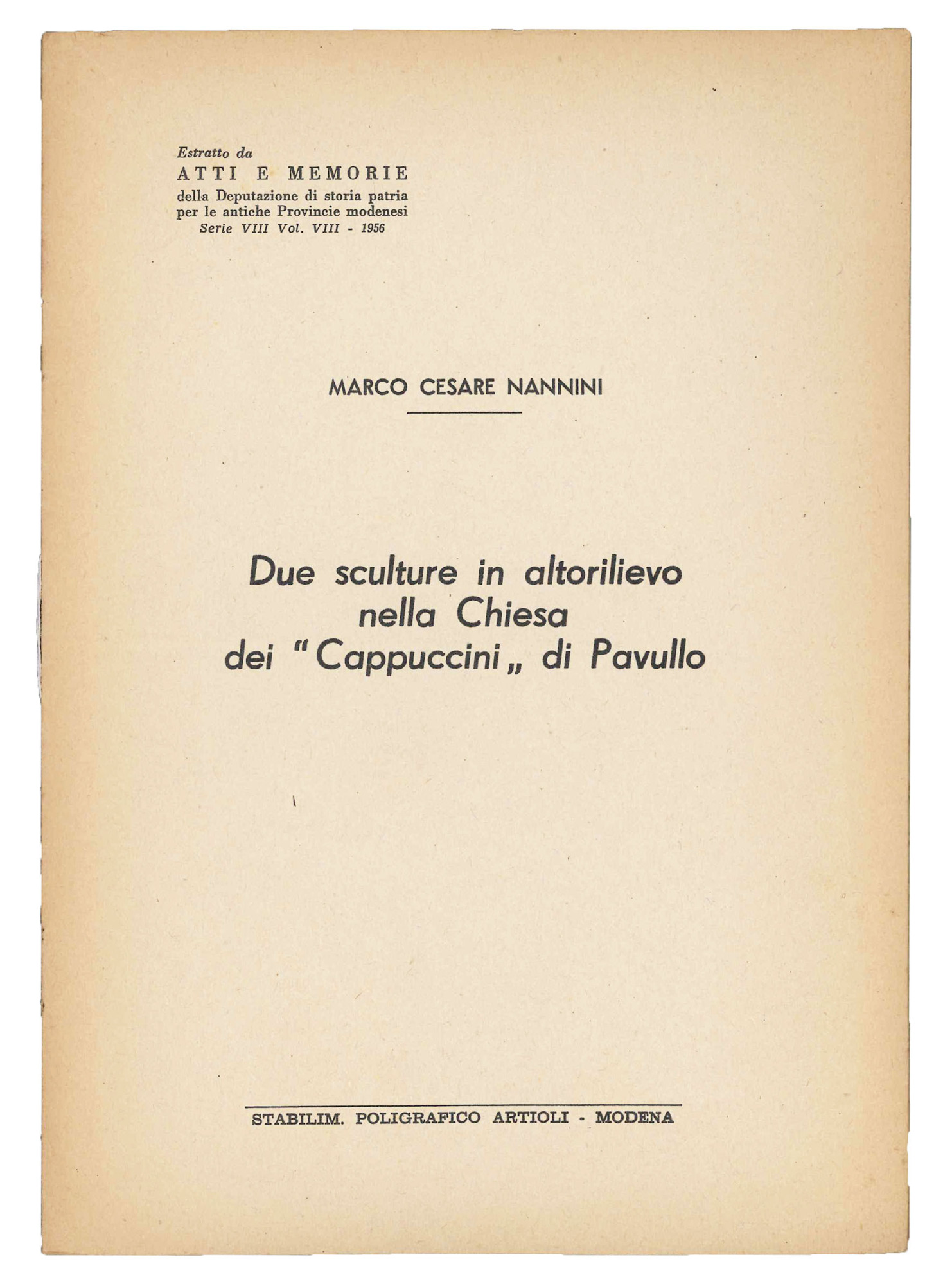 Due sculture in altorilievo nella chiesa dei Cappuccini di Pavullo.