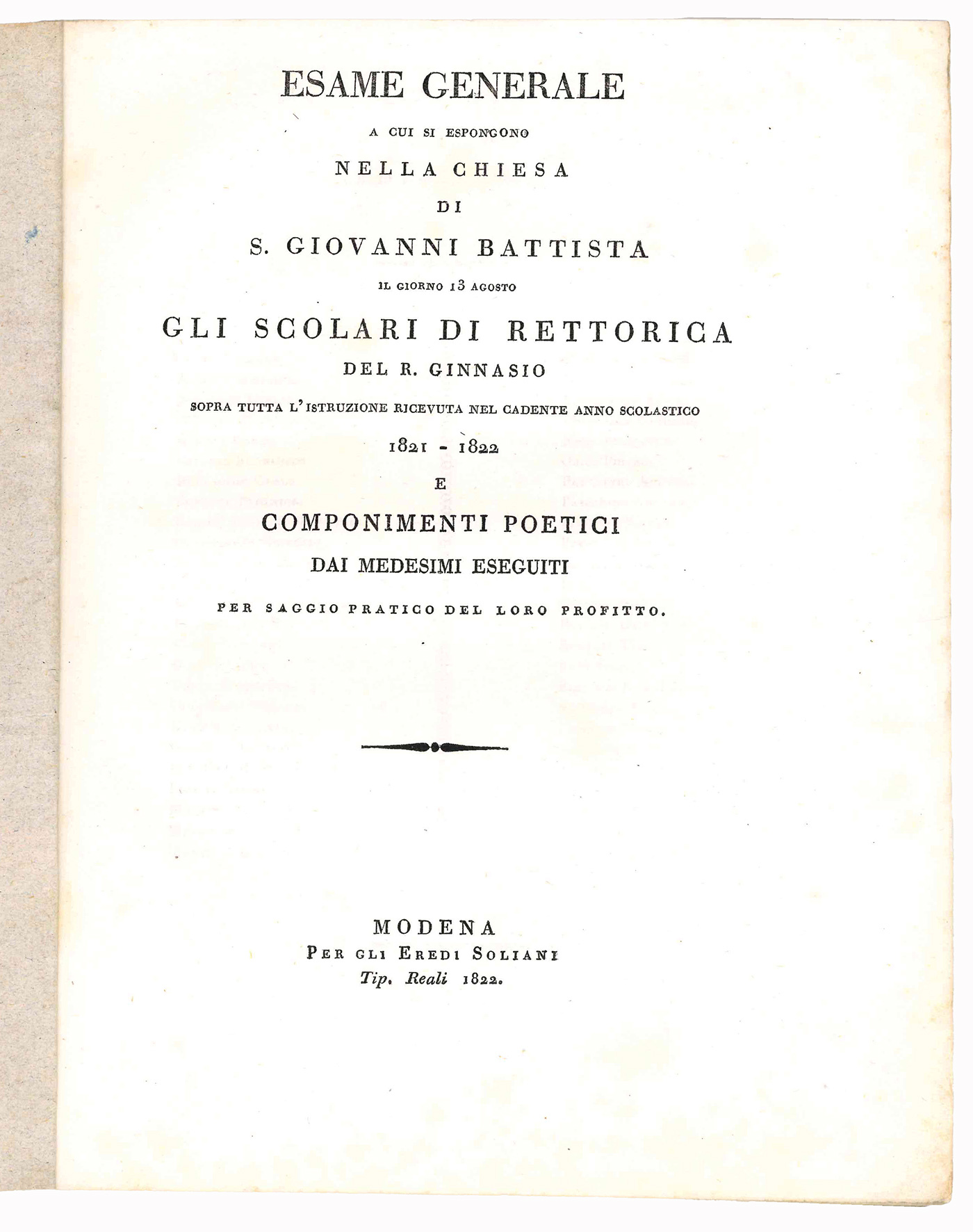 Esame generale a cui si espongono nella chiesa di San …